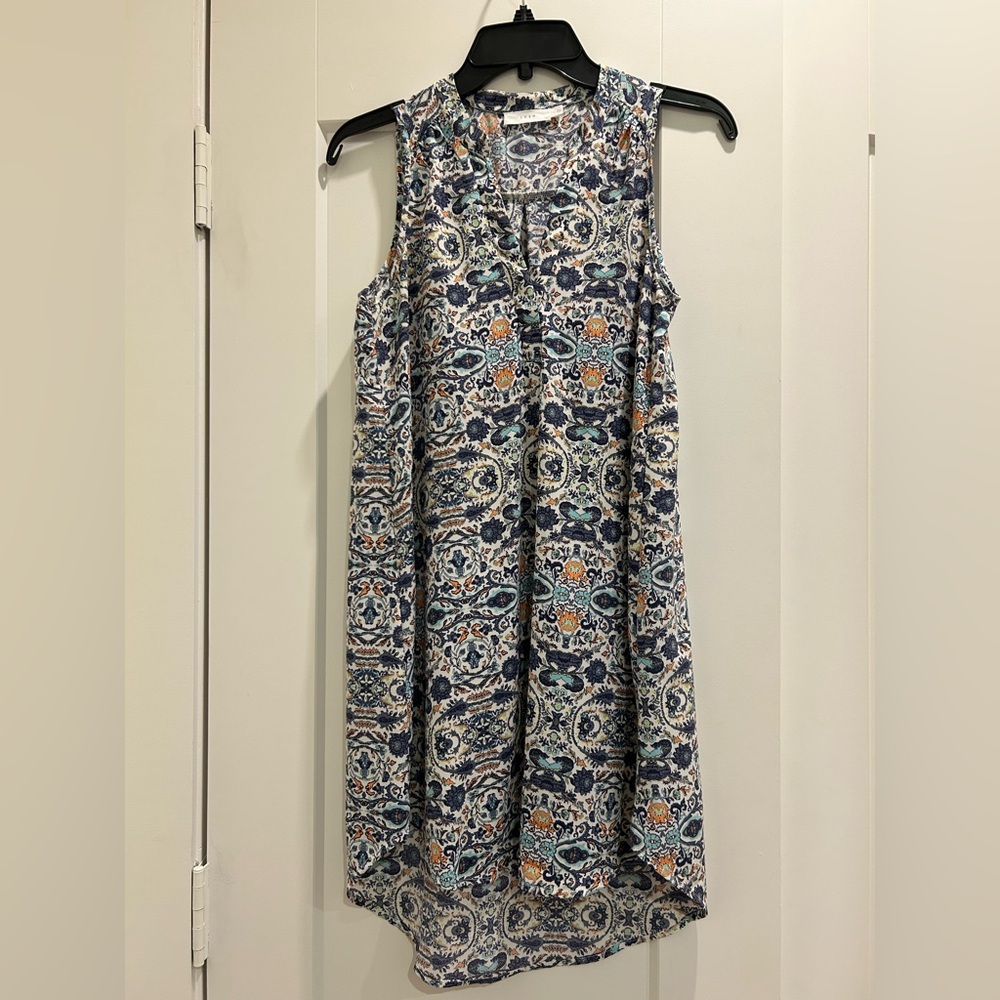 Lush Blue and Orange Patterned Mini Dress